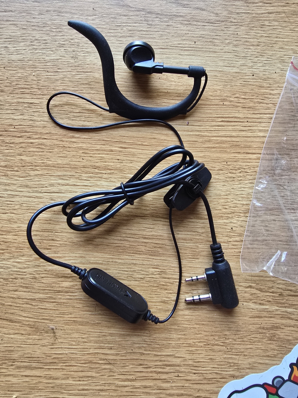Black Wired Single-Ear Headset with Dual Audio Plugs